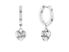 Tommy Hilfiger Moderní ocelové náušnice kruhy s přívěsky Hanging Heart 2780664