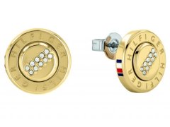 Tommy Hilfiger Pozlacené ocelové náušnice pecky s krystaly 2780646