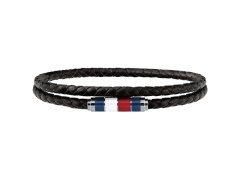 Tommy Hilfiger Stylový černý kožený náramek TH2790056