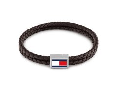 Tommy Hilfiger Tmavě hnědý dvojitý kožený náramek pro muže 2790754