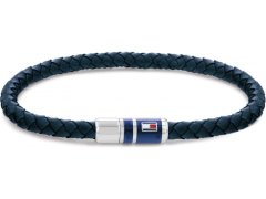 Tommy Hilfiger Tmavě modrý kožený náramek s ocelovým zapínáním 2790294