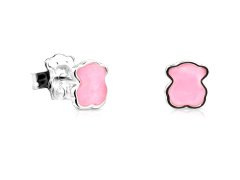 Tous Stříbrné medvídkové náušnice s růžovým křemenem Icon Color 815433610