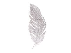 Troli Elegantní třpytivá brož Peříčko Silver