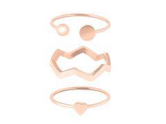 Troli Designová růžově zlacená sada ocelových prstenů 56 mm