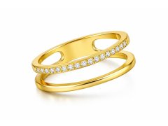 Troli Dvojitý minimalistický prsten z&nbsp;oceli Gold 52 mm