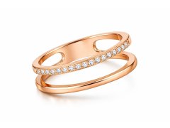 Troli Dvojitý minimalistický prsten z&nbsp;oceli Rose Gold 49 mm