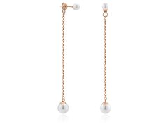 Troli Elegantní bronzové dlouhé náušnice s perlami
