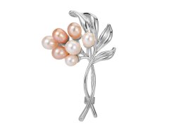 Troli Elegantní brož s umělými perlami Větvička Silver