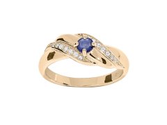 Troli Elegantní pozlacený prsten s modrými zirkony PO/SR08997B 56 mm
