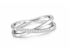 Troli Jemný dvojitý prsten z&nbsp;oceli s&nbsp;čirými zirkony Silver 49 mm