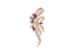 Troli Krásná brož s fialovými krystaly Větvička Rose Gold