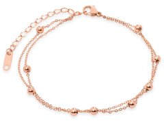 Troli Moderní pozlacený náramek z oceli Globe Rose Gold 14,5 + 5 cm