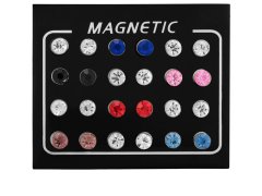 Troli Moderní sada magnetických náušnic s barevnými krystaly (pecky, mini brož)