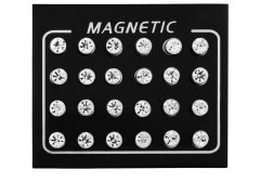 Troli Moderní sada magnetických náušnic s čirými krystaly (pecky, mini brož)