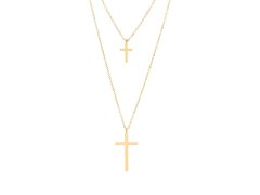 Troli Nadčasový dvojitý pozlacený náhrdelník Křížek