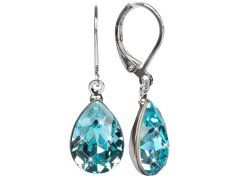 Levien Elegantní náušnice s krystaly Pear Light Turquois