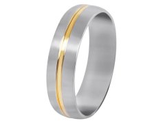 Troli Ocelový prsten se zlatým proužkem 59 mm