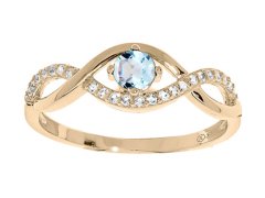 Troli Půvabný pozlacený prsten s modrým topazem PO/SR00716TP 50 mm