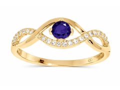 Troli Půvabný pozlacený prsten s&nbsp;modrým zirkonem PO/SR00716N 60 mm