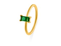 Troli Půvabný pozlacený prsten se zeleným zirkonem 60 mm