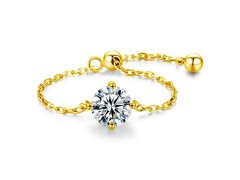 Troli Nastavitelný pozlacený prsten s&nbsp;krystalem