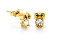 Troli Roztomilé pozlacené náušnice se zirkony Sova VGE782G-1