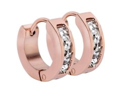 Troli Růžově pozlacené ocelové náušnice kroužky s&nbsp;krystaly