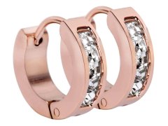 Troli Růžově pozlacené ocelové náušnice kroužky s krystaly TO2217