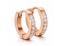 Troli Růžově pozlacené ocelové náušnice s&nbsp;krystaly