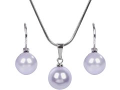 Levien Půvabná sada náhrdelníku a náušnic Pearl Lavender
