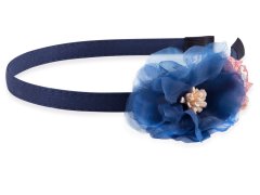 Troli Slušivá modrá čelenka do vlasů s květinami