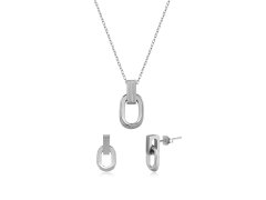 Troli Stylová ocelová sada minimalistických šperků (náušnice. řetízek, přívěsek)