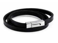 Troli Trojitý hladký kožený náramek Leather