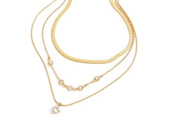 Troli Trojitý pozlacený náhrdelník se zirkony VJDN0308010