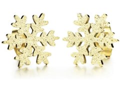 Troli Třpytivé pozlacené náušnice Sněhová vločka KE-013