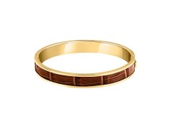 Trussardi Pozlacený náramek z oceli a hnědé kůže T-Leather TJAXZ23