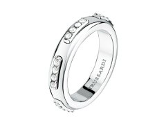 Trussardi Blyštivý ocelový prsten s&nbsp;krystaly Concept TJAYY13012 54 mm