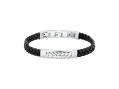 Trussardi Černý kožený náramek pro muže T-Leather TJAXZ21
