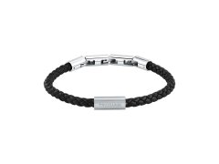 Trussardi Černý kožený náramek pro muže T-Leather TJAXZ28