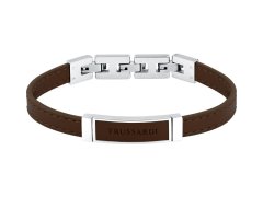 Trussardi Hnědý kožený náramek pro muže T-Leather TJAXZ06