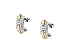 Trussardi Kruhové bicolor náušnice s&nbsp;krystaly Concept TJAYY10