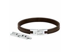 Trussardi Módní tmavě hnědý kožený náramek T-Leather TJAXZ02