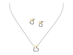 Trussardi Ocelový set bicolor šperků se zirkony T-Logo TJAXC51 (náhrdelník, náušnice)