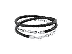Trussardi Pánský náramek z&nbsp;černé kůže a&nbsp;oceli T-Leather TJAXZ17
