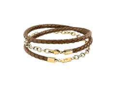 Trussardi Pánský náramek z&nbsp;hnědé kůže a&nbsp;oceli T-Leather TJAXZ16