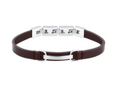 Trussardi Pánský náramek z hnědé kůže T-Leather TJAXZ07