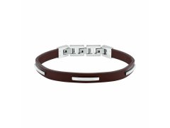Trussardi Pánský náramek z hnědé kůže T-Leather TJAXZ11