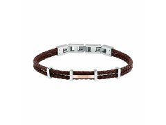 Trussardi Pánský náramek z pletené hnědé kůže T-Leather TJAXZ12