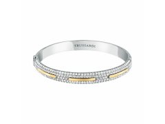 Trussardi Pevný bicolor náramek s čirými krystaly Concept TJAYY04