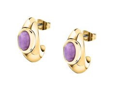 Trussardi Pozlacené náušnice s&nbsp;fialovým mramorem T-Concept TJAYY16